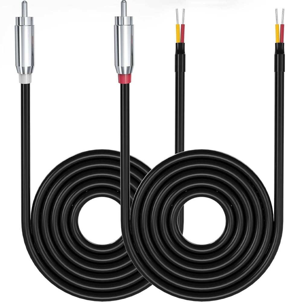 Amazon | スピーカーケーブル 変換 2m 2本 18AWG RCA ピン端子